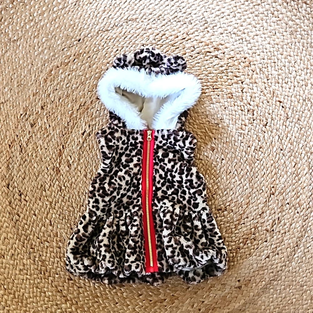 Two Leopard Print Girls Faux Fur Vest